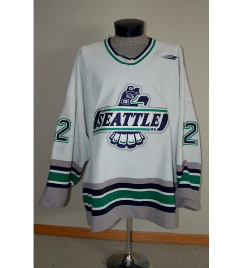 Custom WHL Seattle Thunderbirds 1998 99 Ben Clymer Home Hockey Jersey White